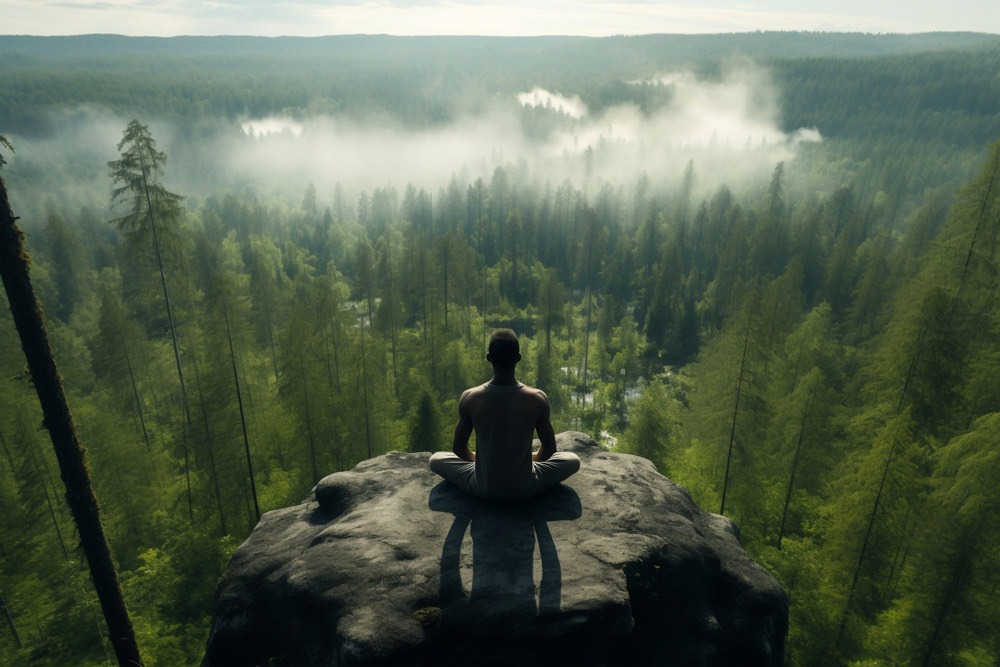 Serenite-homme-devant-une-foret Kaptabul bien-être relaxation et auto-hypnose